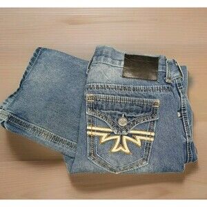 XTREME COUTURE Jeans Mens 30 32x30 Bootcut Blue Distressed Embroidered Y2K